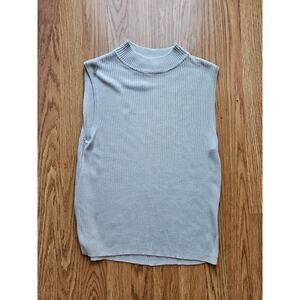 1990s Ribbed Sleeveless Mockneck Silk Sweater – Medium